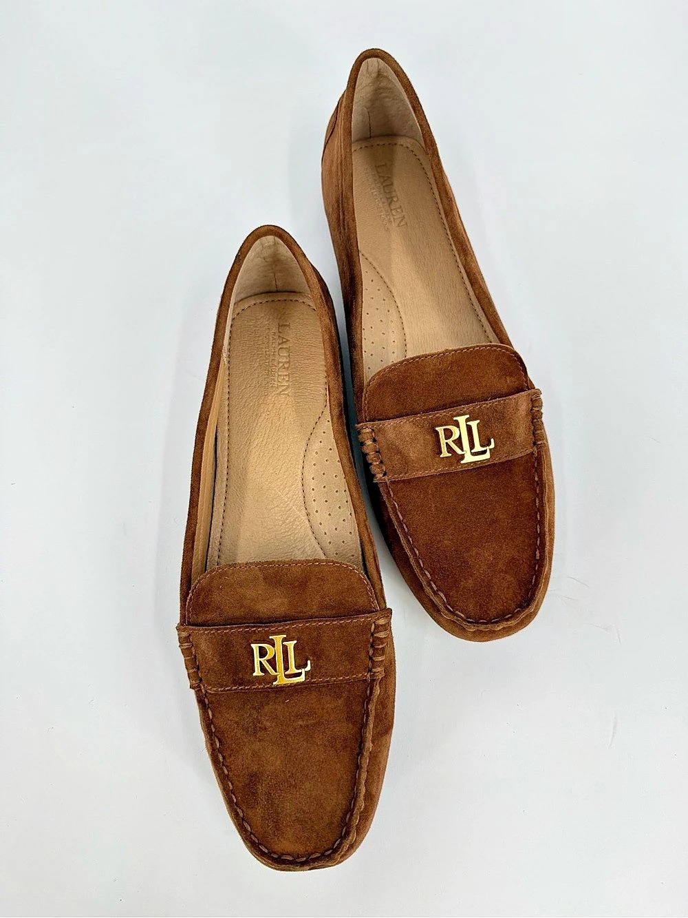 Lauren Ralph Lauren Barsbury Suede Loafer with Logo in Brown Size 11